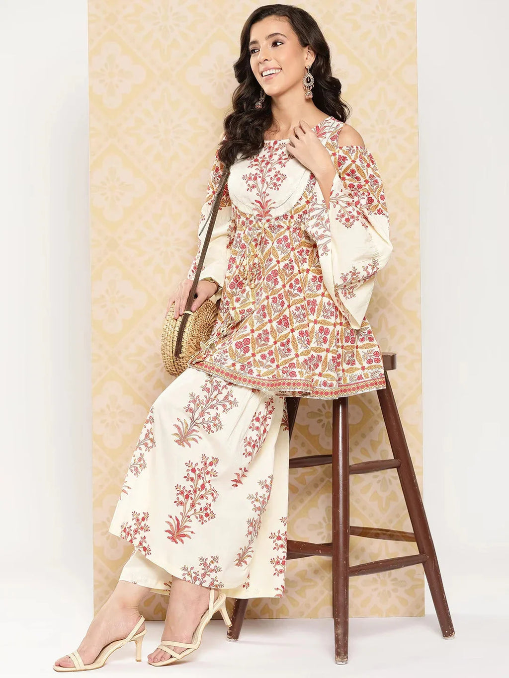 Yufta Women Printed Pure Cotton Ethnic Co-Ords | Grocsy