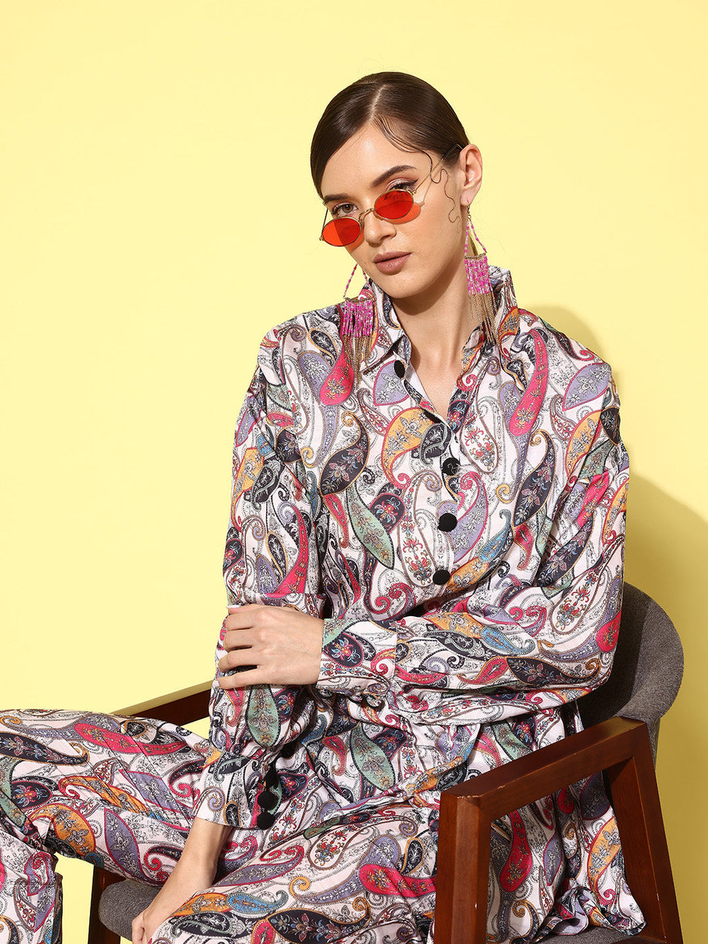 Yufta Women Printed Shirt with Trousers | Grocsy
