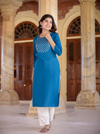 Yufta Women Yoke Design Chikankari Kurta | Grocsy