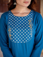 Yufta Women Yoke Design Chikankari Kurta | Grocsy