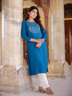 Yufta Women Yoke Design Chikankari Kurta | Grocsy