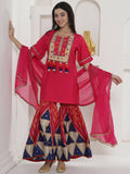 Joban Fashion Pink Kuslin Sharara Suit Set | Grocsy