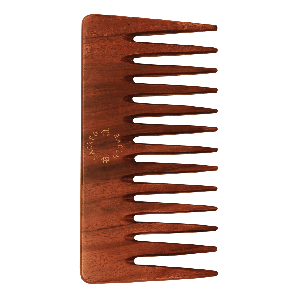 Sacred Grove Wide Tooth & Detangling Teak Wood Comb | Grocsy