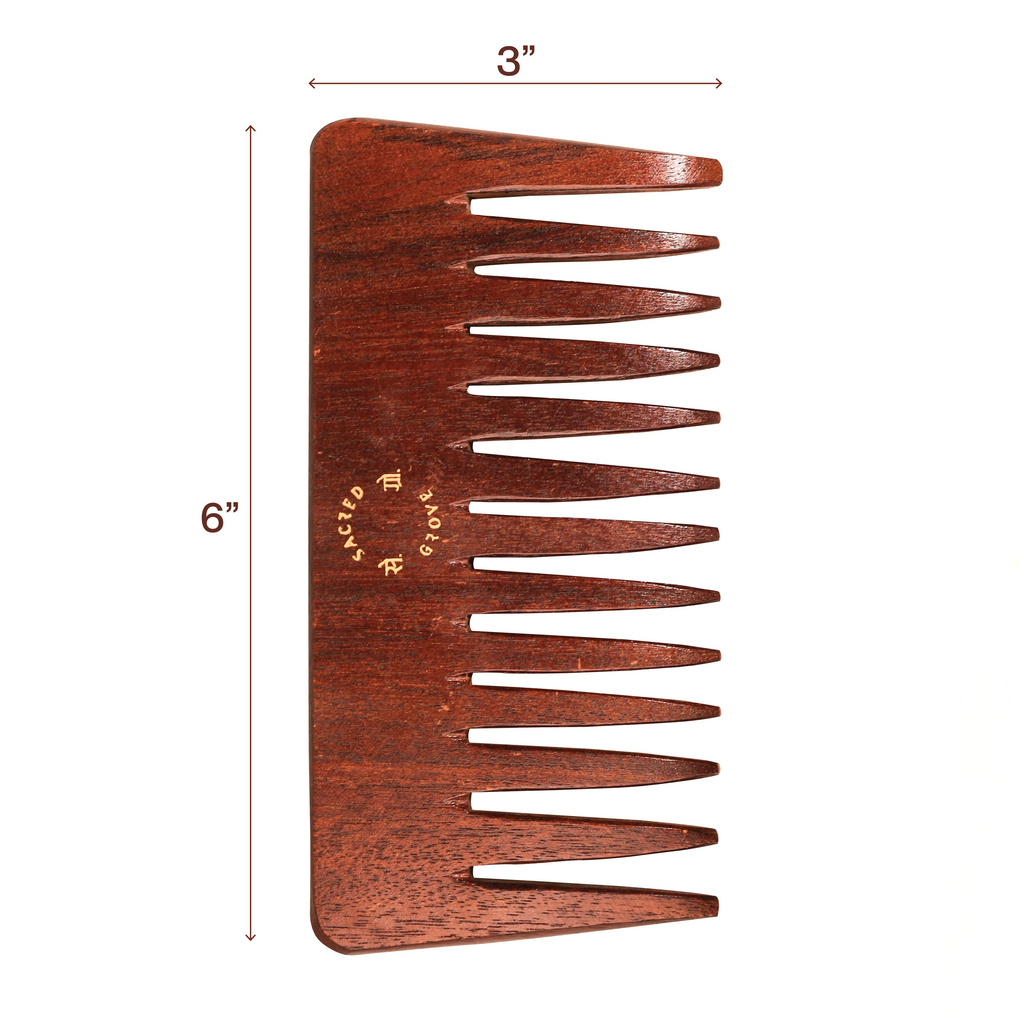 Sacred Grove Wide Tooth & Detangling Teak Wood Comb | Grocsy