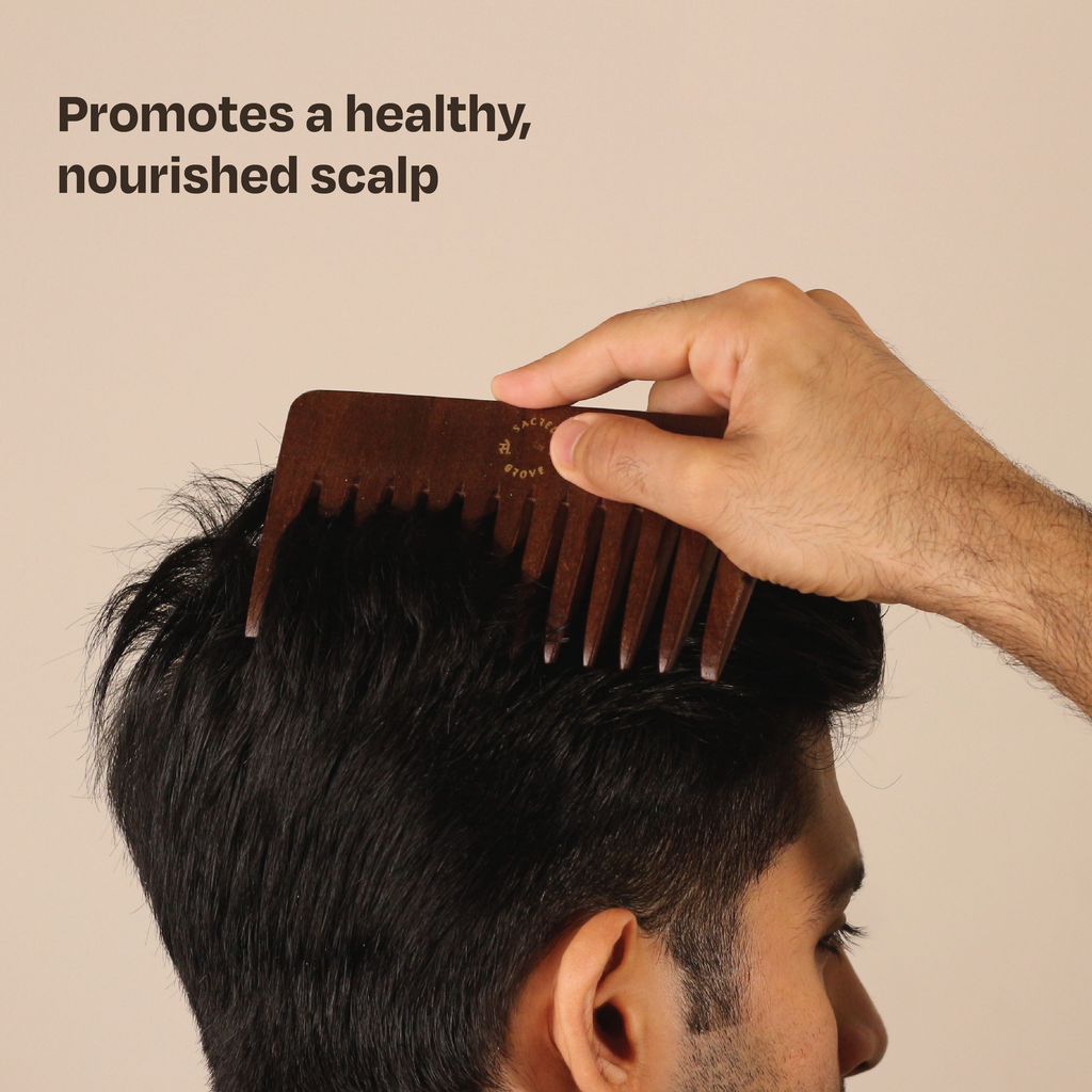 Sacred Grove Wide Tooth & Detangling Teak Wood Comb | Grocsy