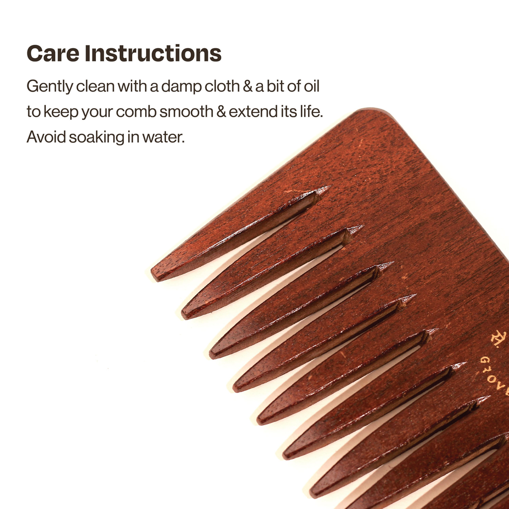 Sacred Grove Wide Tooth & Detangling Teak Wood Comb | Grocsy