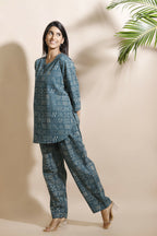 Breathables Abstract Green Cotton Kurta & Pant Co-Ord Set | Grocsy