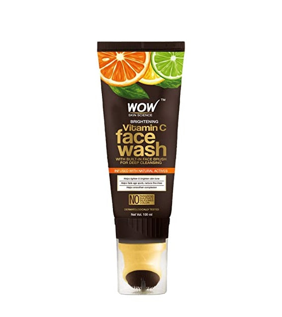Wow Skin Science Brightening Vitamin C Foaming Face Wash Gel with Built-In Face Brush For Deep Cleansing | Grocsy