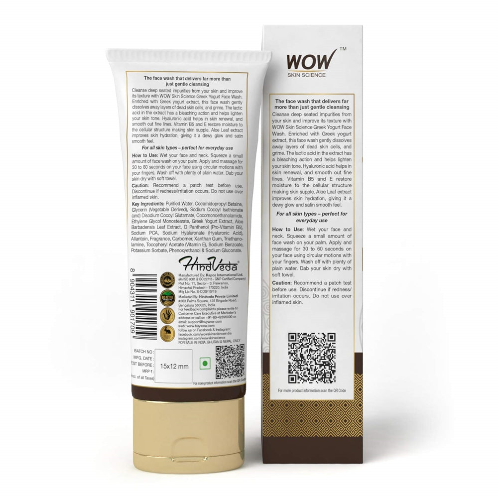 Wow Skin Science Greek Yoghurt Face Wash | Grocsy