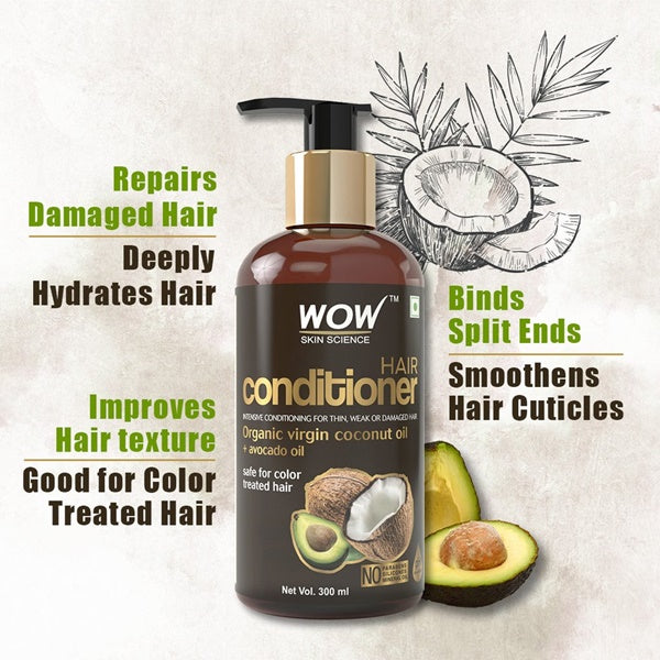 Wow Skin Science Hair Conditioner With Coconut & Avocado Oil | Grocsy