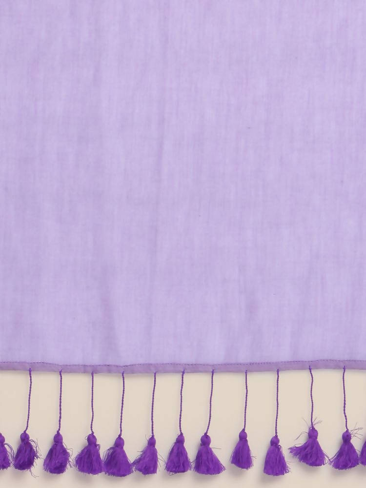 Suta Lavender Solid Mul Saree | Grocsy