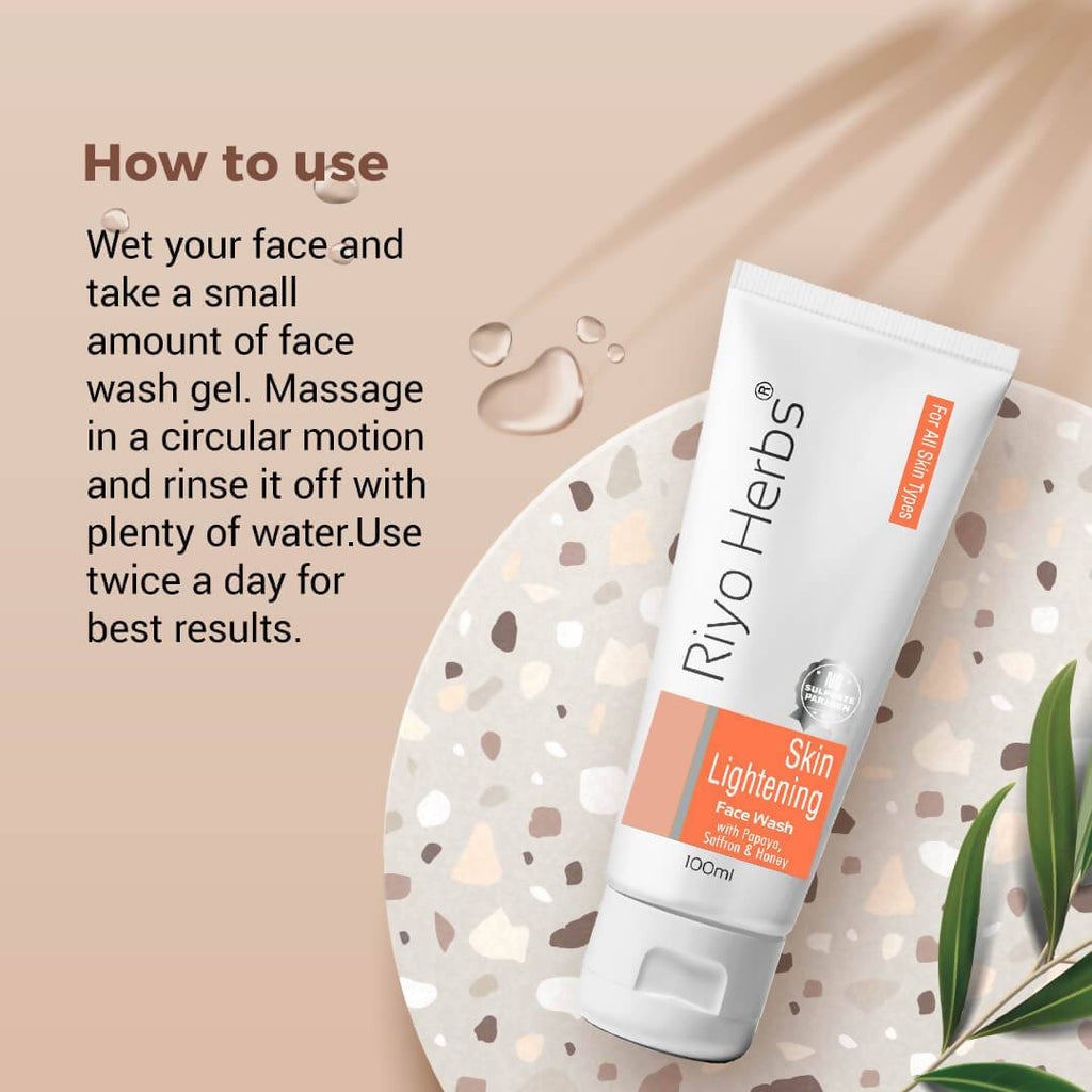 Riyo Herbs Skin Lightening Face wash With Papaya, Saffron & Honey | Grocsy