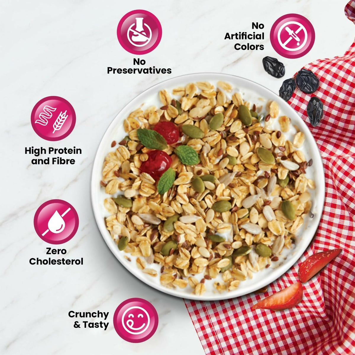 Munchilicious Muesli - Fruit & Nut, 75% Nuts, Grains, Seeds, Fruits & Berries | Grocsy