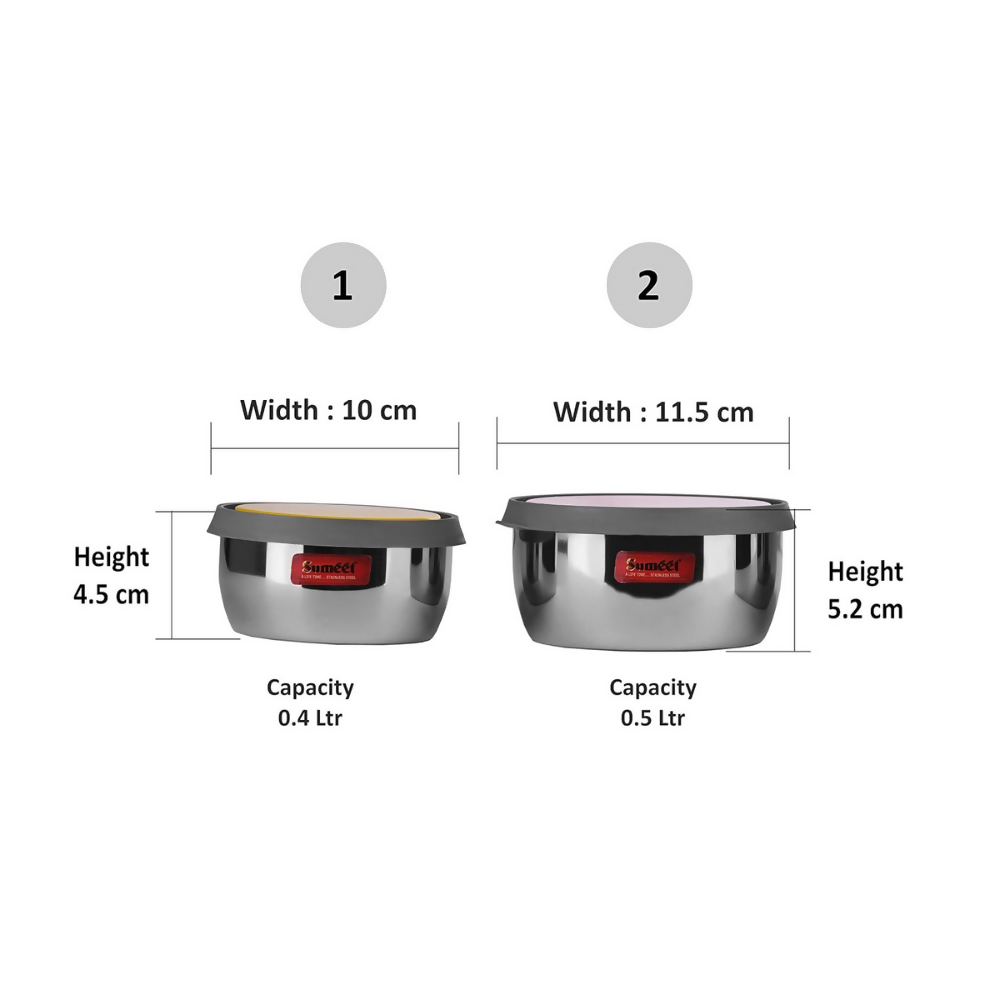 Sumeet Modena Stainless Steel Food Storage Airtight & Leak Proof Containers | Grocsy