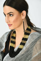 Mominos Fashion Johar Kamal Handicraft Finish Beads Work Long Necklace For Women (Black /Golden) | Grocsy