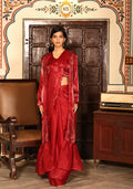 Red Tom Silk Plain Ready To Wear Saree With Stitched Blouse - Satiksha | Grocsy