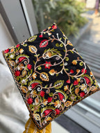 Teeya Creation New Latest Party Wear Lucknowi Soft Silk Saree-Black | Grocsy