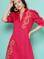 Women Republic Pink Cotton Silk Embroidered and Embellished Coord Set | Grocsy