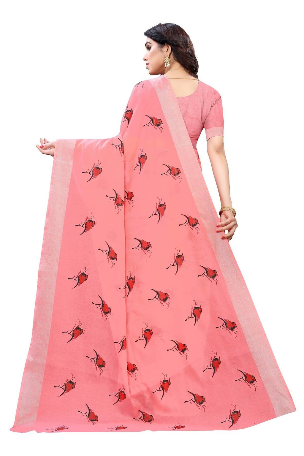 Vamika Peach Chanderi Designer Saree (SERIN PEACH) | Grocsy