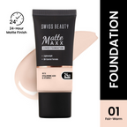 Swiss Beauty Matte Maxx Cover Foundation - 1 Fair Warm | Grocsy