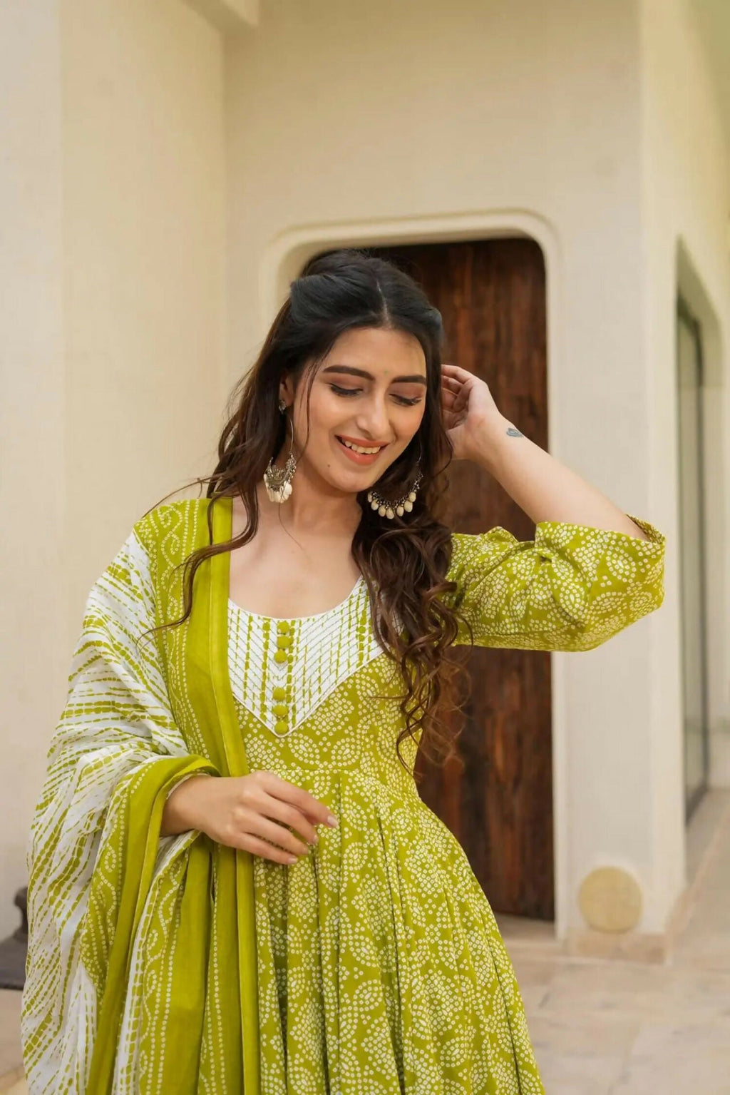 Aayaa Designer Printed Muslin Suit - Parrot yellow | Grocsy
