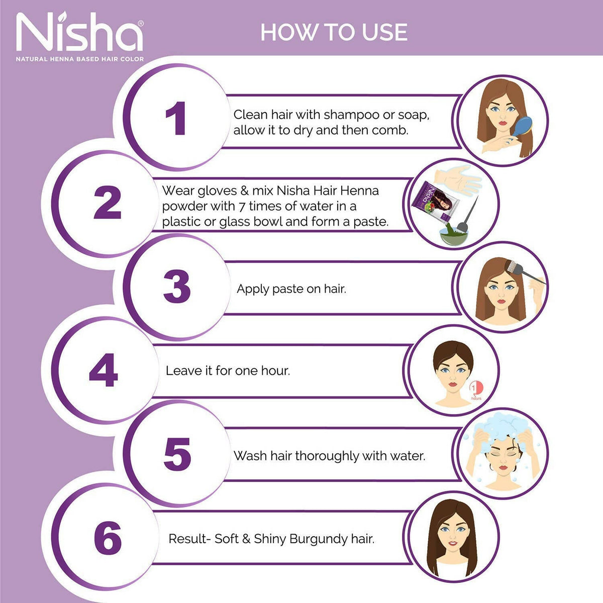 Nisha Natural Henna Based Hair Color Burgundy Red | Grocsy