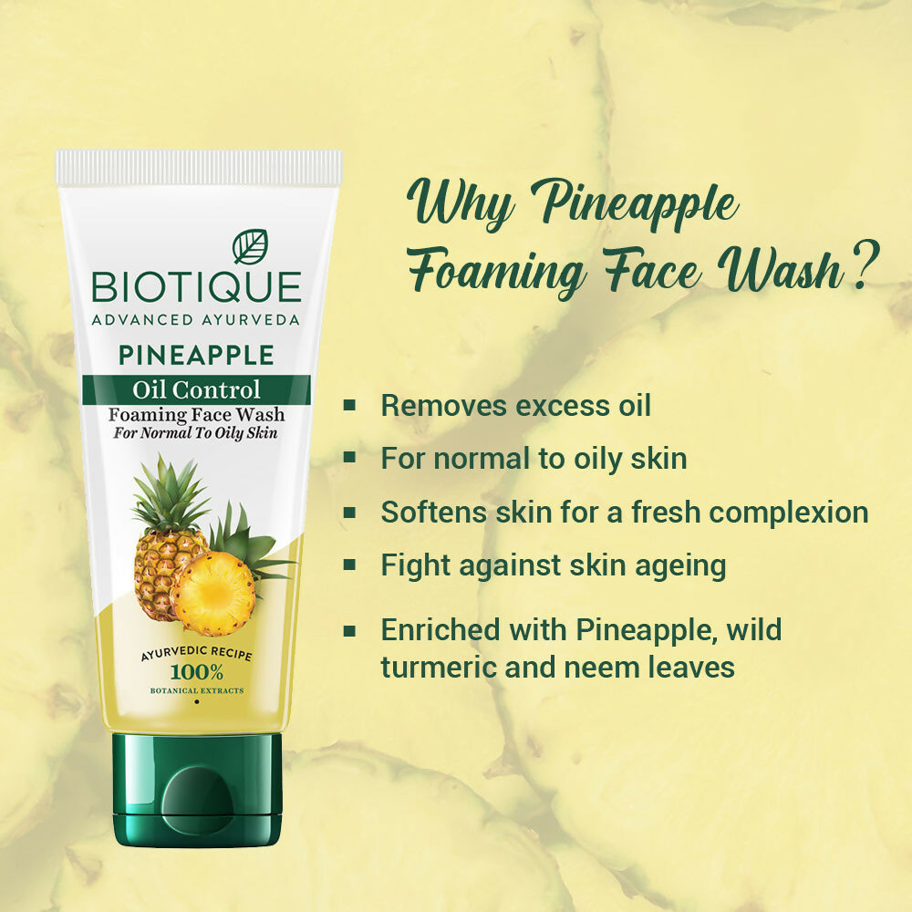 Biotique Bio Pineapple Oil Control Foaming Face Wash | Grocsy