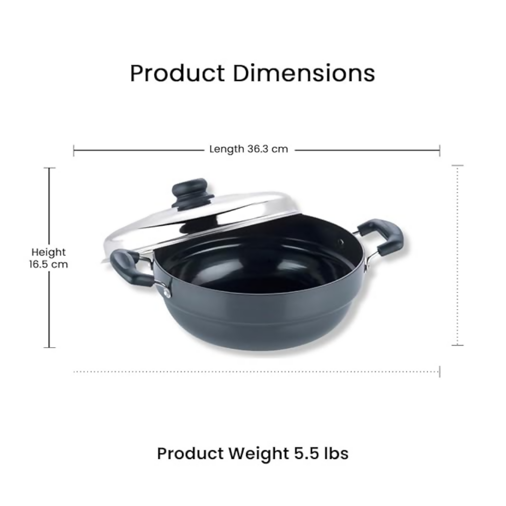 Vinod Black Pearl Hard Anodised Multi Kadai | Grocsy