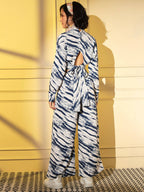 Blue Crepe Digital Printed Top With Matching Trouser - Shivani | Grocsy