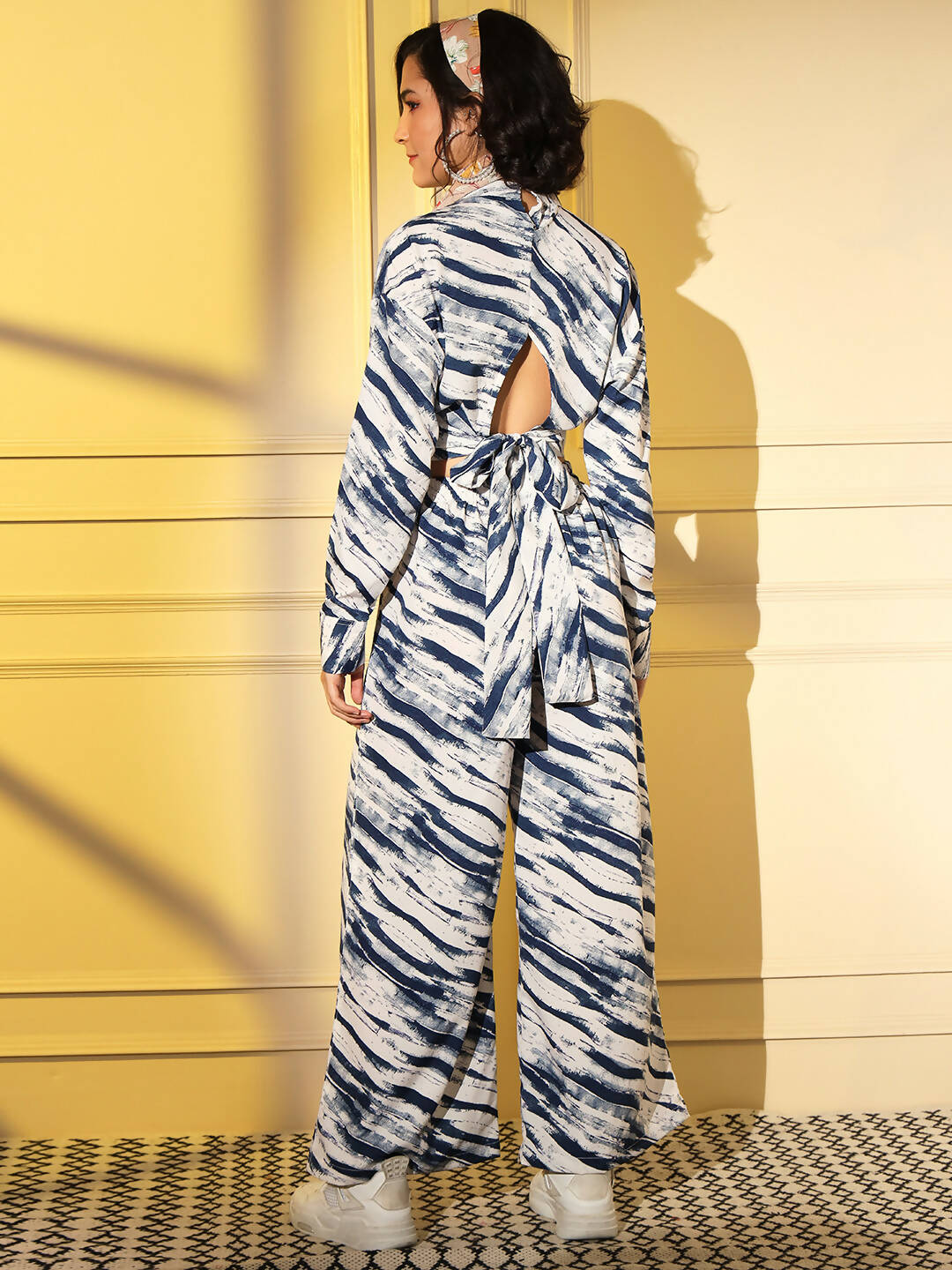 Blue Crepe Digital Printed Top With Matching Trouser - Shivani | Grocsy