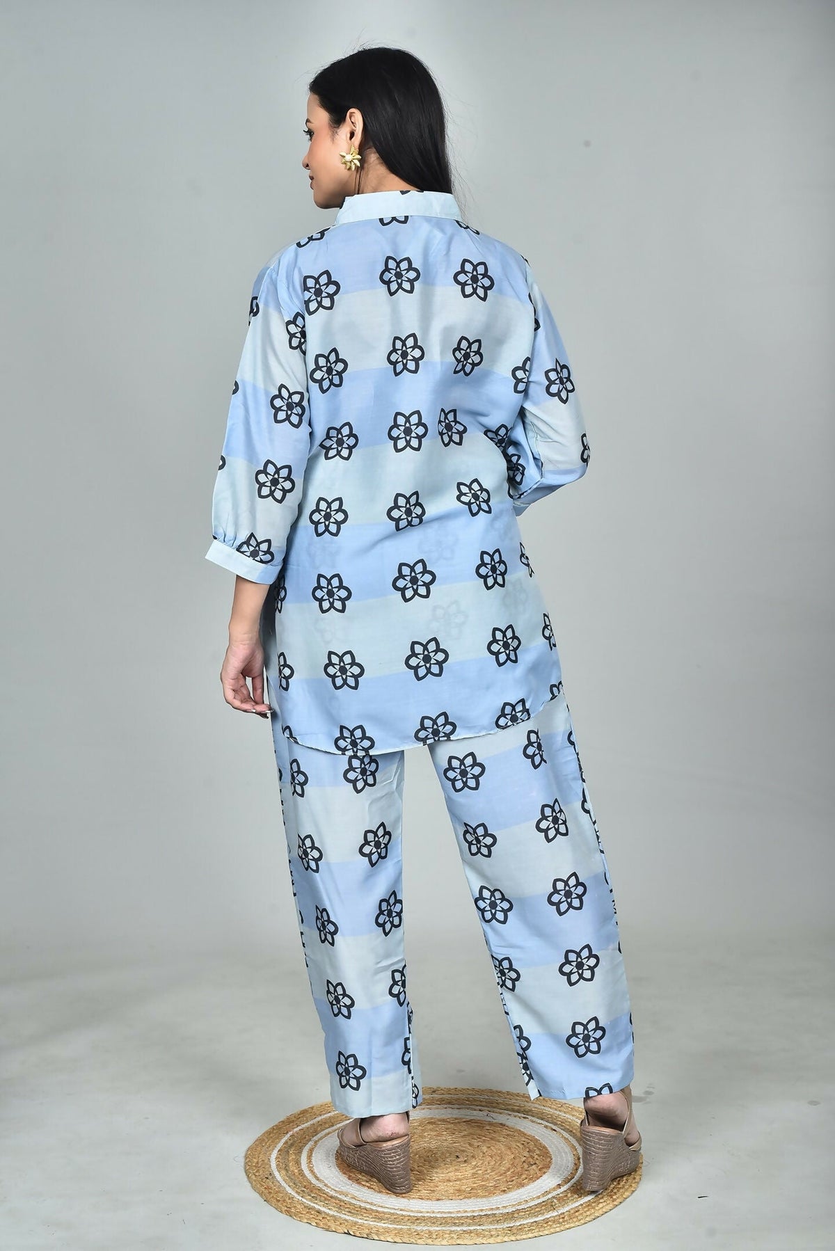 Morchari Digital Print Semi Muslin Co-Ord Set Top & Trouser-Multicolor | Grocsy