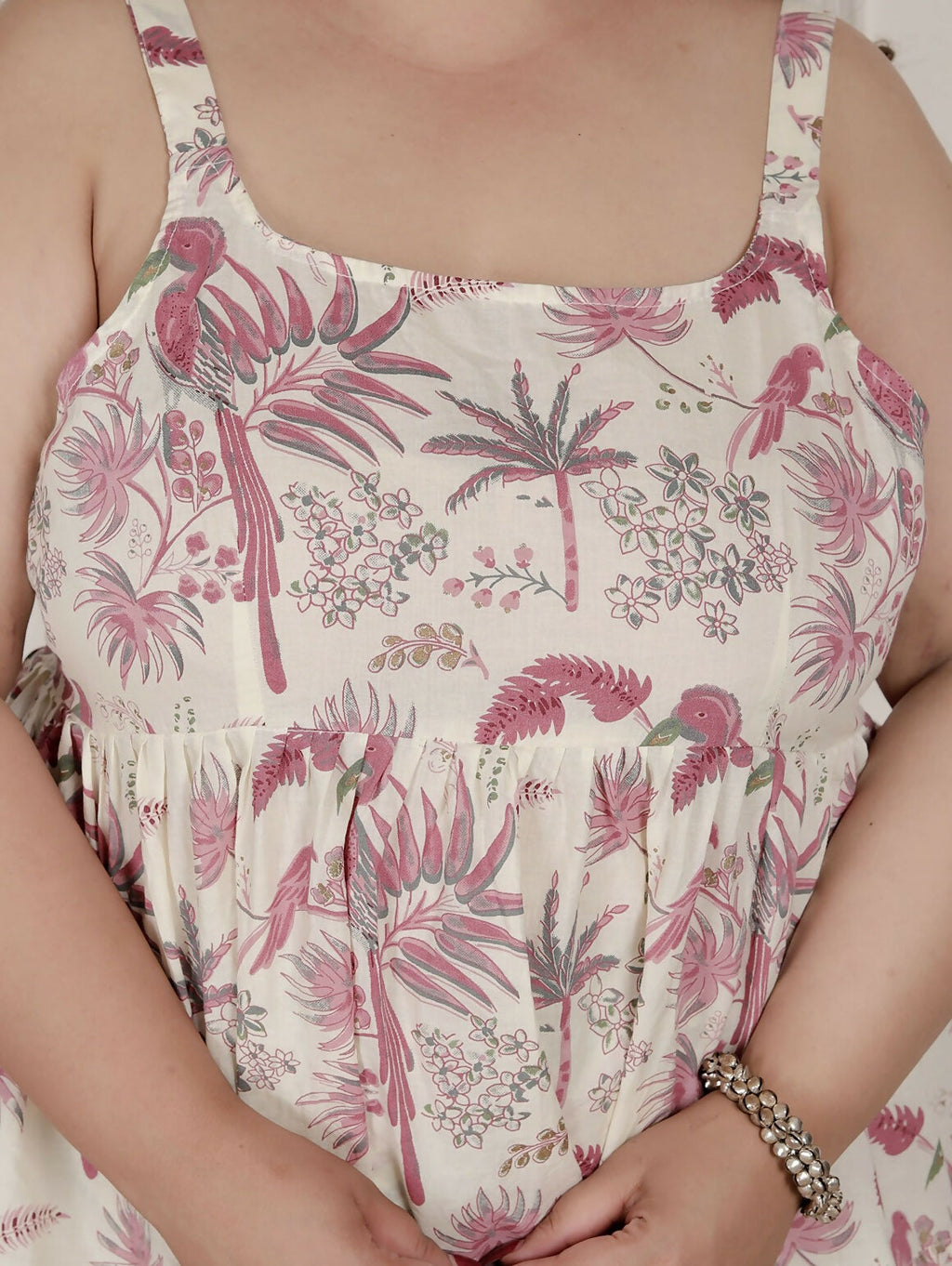 Miravan Womens Plus Size Pink Pure Cotton Leaf Printed Kurti With Palazzo | Grocsy
