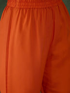 The52 Orange Women's Gorgeous Embroidered Chinon Fabric Flared Kurta Pant and Dupatta Set | Grocsy