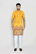 Joban Fashion White Colored Rayon Based With Digital & Sequence Work Fabric Kurta,Straight Fit Pant | Grocsy