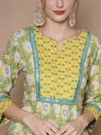 Myshka Women's Yellow A-Line Kurta & Salwar With Dupatta | Grocsy