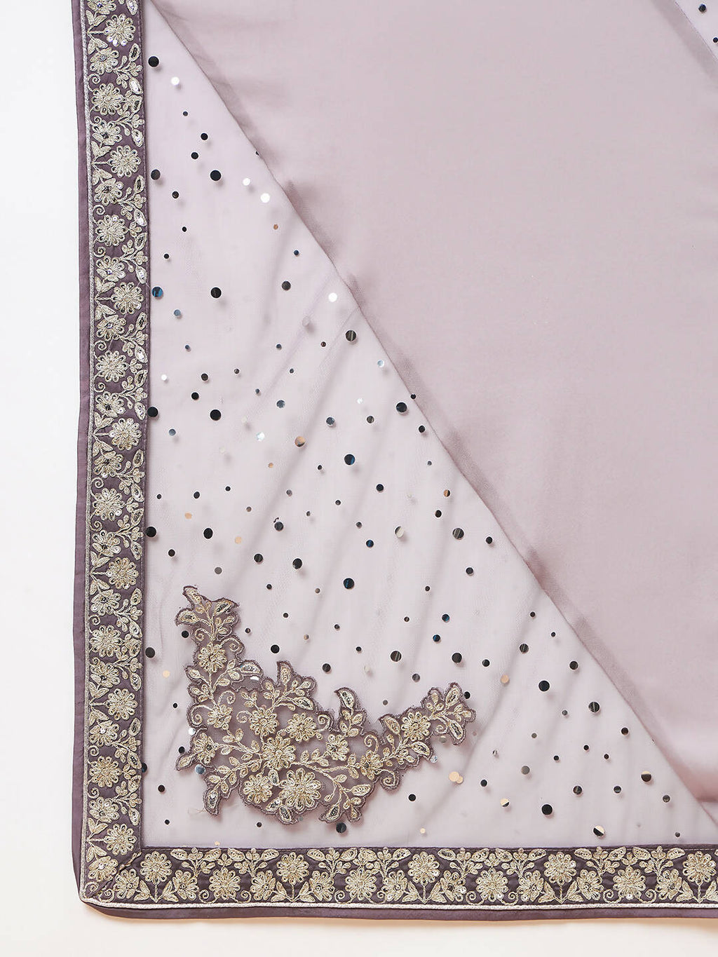 Mauve Silk Georgette Ribbon Embroidery Saree - Norita Hit Design | Grocsy