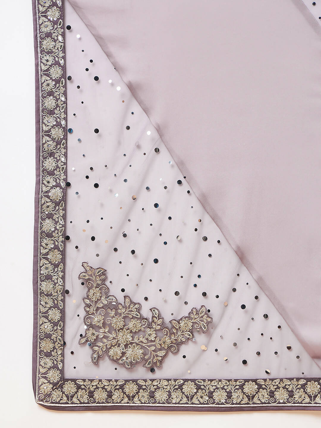 Mauve Silk Georgette Ribbon Embroidery Saree - Norita Hit Design | Grocsy