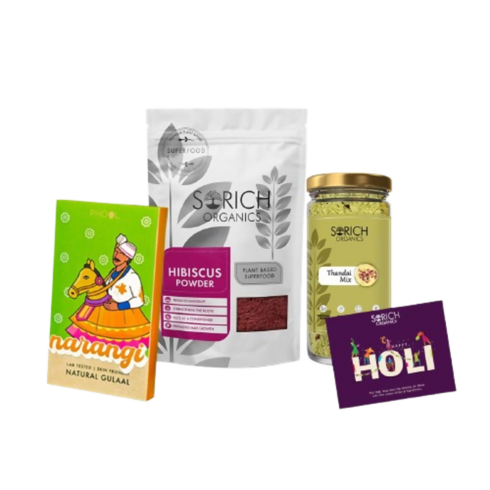Sorich Organics Hibiscus Powder,Thandai Milk, Phool Gulal & Holi card | Grocsy