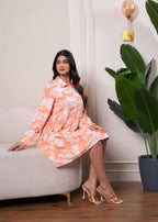 Juniper Lamora Orange Leaf Breeze Shirt Dress | Grocsy