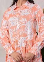 Juniper Lamora Orange Leaf Breeze Shirt Dress | Grocsy