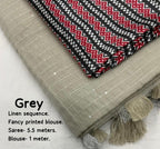 Grey Linen Sequence Saree with Unstitched Blouse - Hiral Fashion | Grocsy