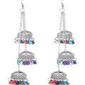 MS Fashion India Muskan Fancy Oxidized Silver triple With Multi color Pearl jhumki Long Earrings | Grocsy
