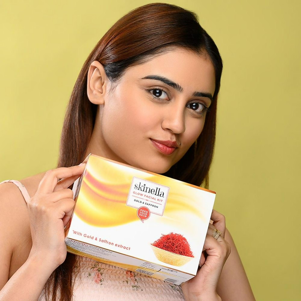 Skinella Gold and Saffron Glow Facial Kit 7 steps | Grocsy