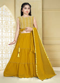 Wedding Designer Yellow Georgette Kidswear Lehenga - Aaradhna | Grocsy