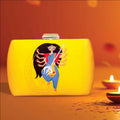 Joban Fashion Yellow Durga Printed Clutch - Multicolor | Grocsy