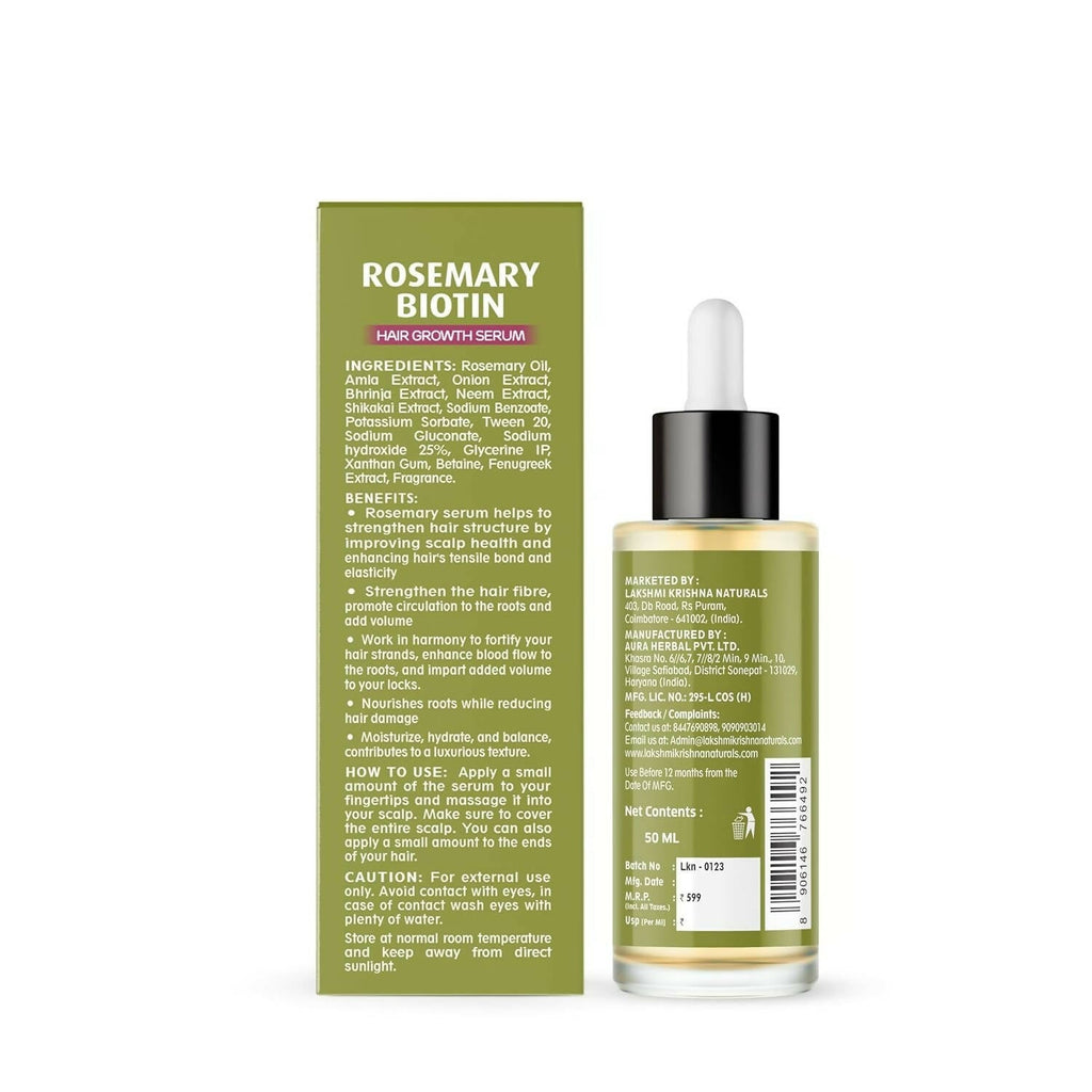 Lakshmi Krishna Naturals Rosemary Biotin Hair Growth Serum | Grocsy