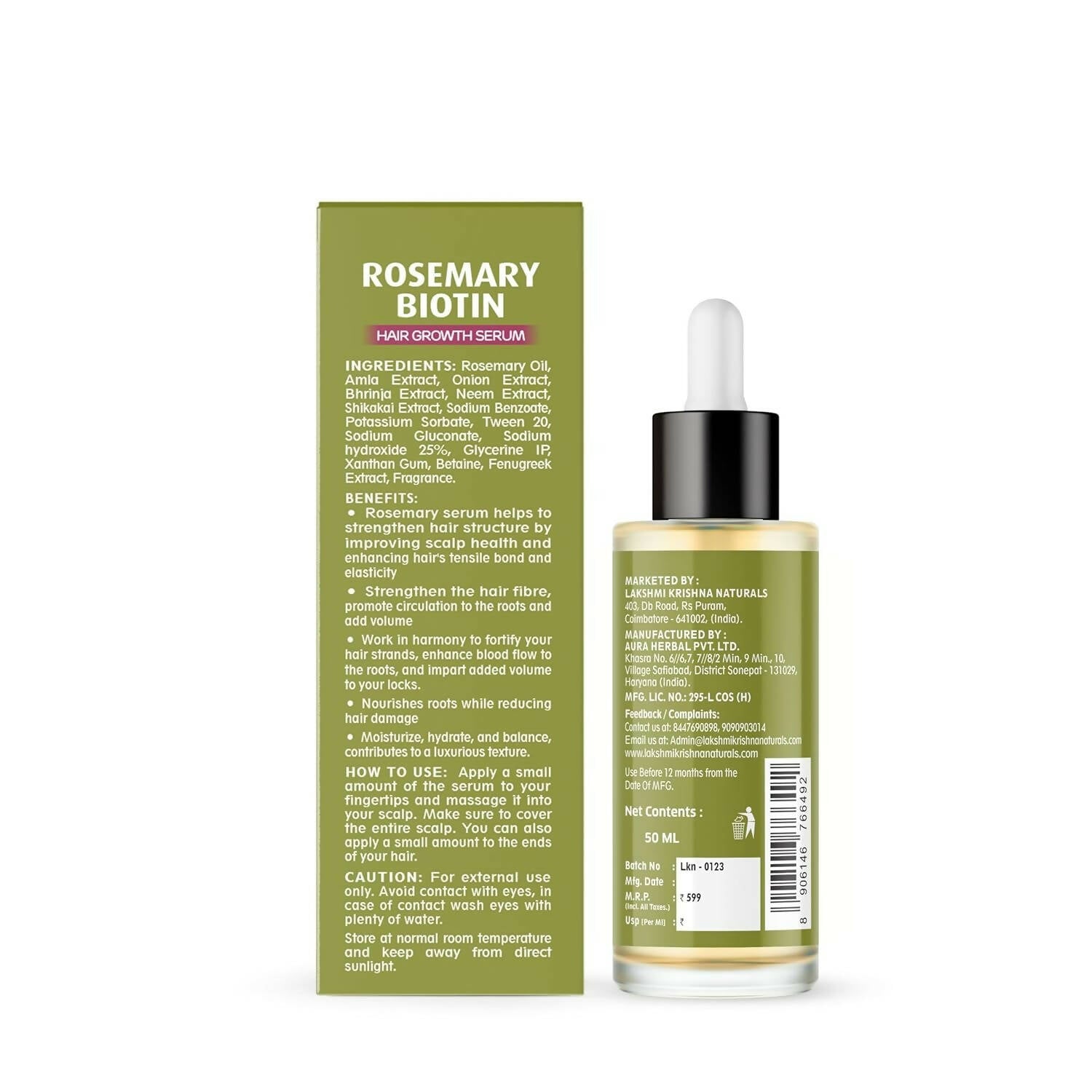 Lakshmi Krishna Naturals Rosemary Biotin Hair Growth Serum | Grocsy