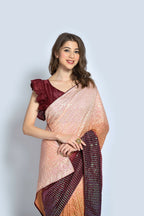 Vegaa Fashion Brown Vichitra Silk Embroidered Party Wear Saree | Grocsy