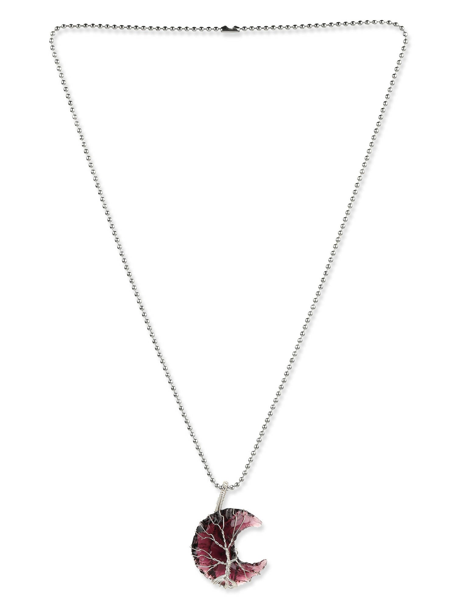 Women's Silver-Toned Purple Silver-Plated Handcrafted Chain - Ruby Raang | Grocsy