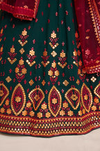 Green Georgette Sequence Embroidery Work Lehenga Choli - Jihu Culture | Grocsy